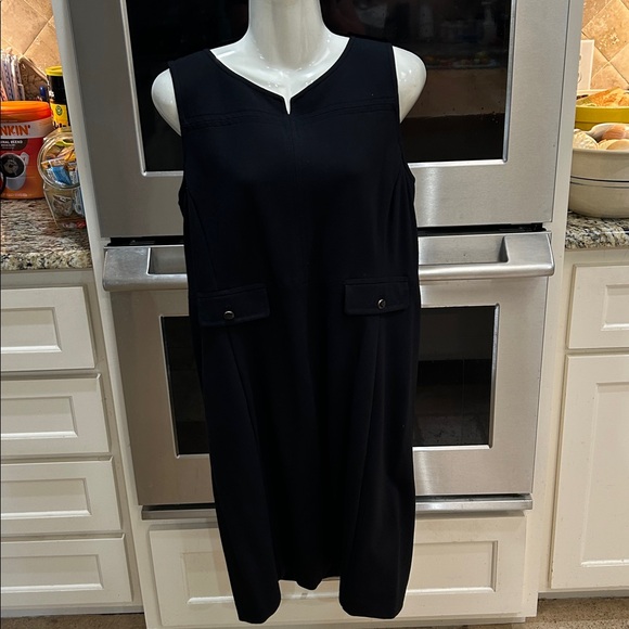 Talbots size large petite classic black dress rayon/nylon/spandex fabric. See - Picture 2 of 16
